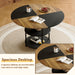 Table and chair set.A 47.3-inch diameter modern spliced color circular dining table - double-layer storage.Paired With 4 brown technology fabric dining chairs, simple and versatile, comfortable. - DTYStore