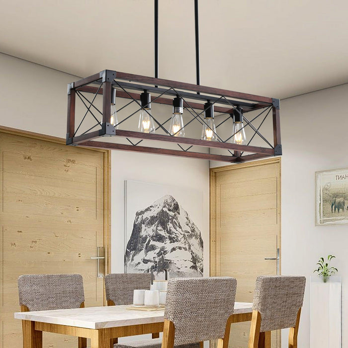 5-Light Retro Farmhouse Chandelier For Kitchen, Living room, Dining room Red(No Bulbs) - DTYStore