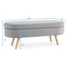 Ottoman Oval Storage Bench, Rubber Wood Legs, Grey(43.5"x16"x16") - DTYStore