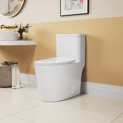 1.1/1.6 GPF Elongated Comfort Height Floor Mounted One-Piece Toilet ,  CUPC Certified, WaterSense Cetified, Ceramic, White Color, Soft Close Seat - Image 23