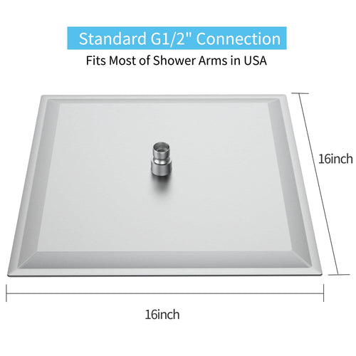 16 Inch Rain Shower Head, Square Ultra Thin 304 Stainless Steel High Pressure Shower Head, - Image 5