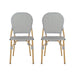 Outdoor PE Rattan and Aluminum Armless French Bistro Chairs, Set of 2, Gray and Bamboo Finish - DTYStore