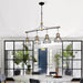 Dining Room Light Fixture/Chandelier Over Table, 40-Inch Hanging for Farmhouse Linear Chandeliers,4-Light Kitchen Island Lighting,Matte Black and Matte Gold Ceiling Chandelier,with Metal lampshade - DTYStore