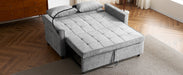 56.9" Loveseat Sofa Pull-out Sofa Bed Sleeper Sofa with a Reversible Backrest Cushion, Side Pockets, Two USB Ports and a Phone Holder for Living Room, Grey - DTYStore