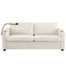 72.8" Corduroy Sleeper Sofa Loveseat Sofa with Full Size Mattress, Two USB Ports, Two Cup Holders, Two Side Pockets and a Phone Holder for Living Room, Beige - DTYStore