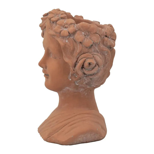 9x5.5x9.5' Brown Head Bust Planter, Greek Style Cement Head Planter - Indoor Outdoor Home Garden Decor Default -DTYStore
