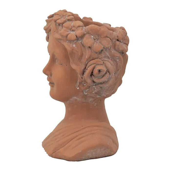 9x5.5x9.5' Brown Head Bust Planter, Greek Style Cement Head Planter - Indoor Outdoor Home Garden Decor Default -DTYStore