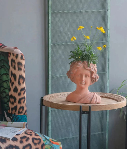 9x5.5x9.5' Brown Head Bust Planter, Greek Style Cement Head Planter - Indoor Outdoor Home Garden Decor Default -DTYStore