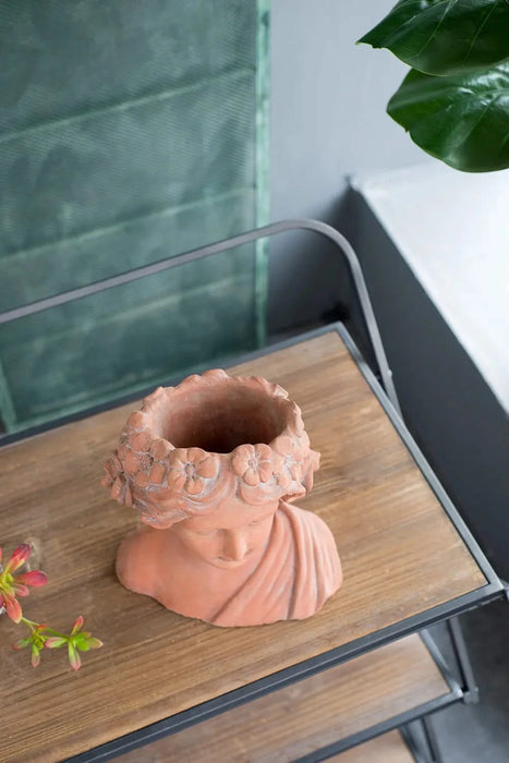 9x5.5x9.5' Brown Head Bust Planter, Greek Style Cement Head Planter - Indoor Outdoor Home Garden Decor Default -DTYStore