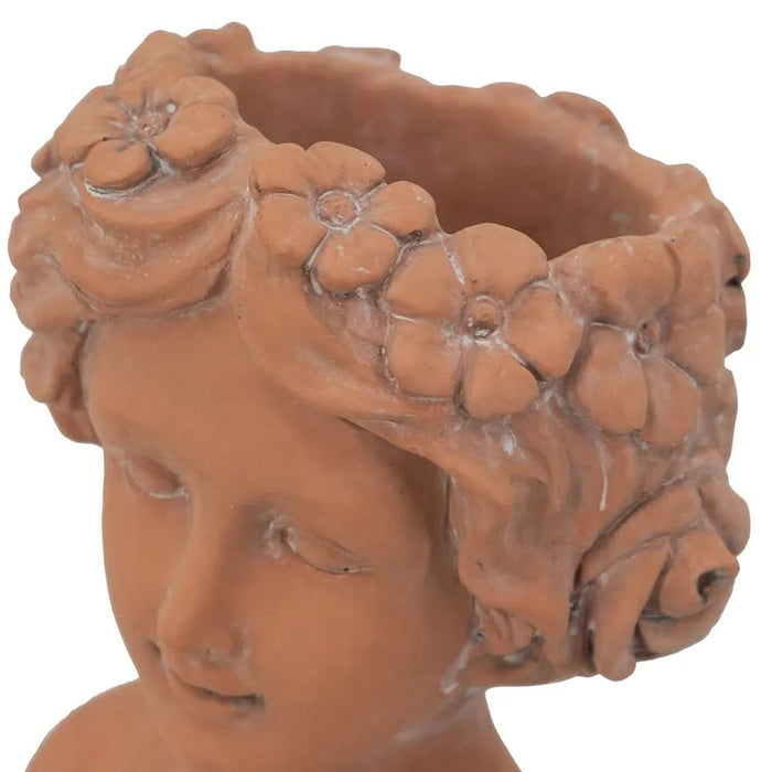 9x5.5x9.5' Brown Head Bust Planter, Greek Style Cement Head Planter - Indoor Outdoor Home Garden Decor Default -DTYStore