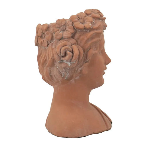 9x5.5x9.5' Brown Head Bust Planter, Greek Style Cement Head Planter - Indoor Outdoor Home Garden Decor Default -DTYStore