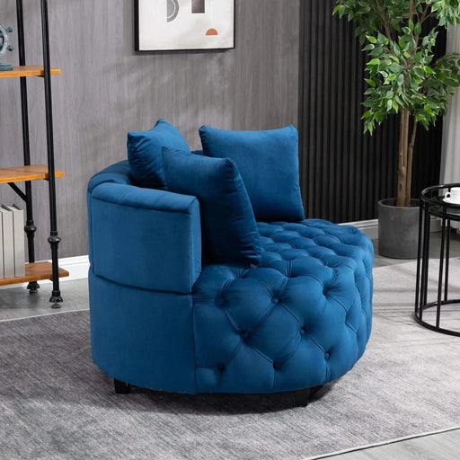 A&A Furniture,Accent Chair / Classical Barrel Chair for living room / Modern Leisure Sofa Chair (Blue) Default -DTYStore