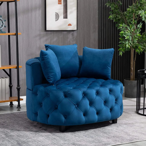 A&A Furniture,Accent Chair / Classical Barrel Chair for living room / Modern Leisure Sofa Chair (Blue) Default -DTYStore