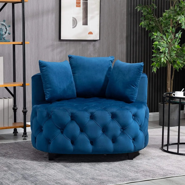 A&A Furniture,Accent Chair / Classical Barrel Chair for living room / Modern Leisure Sofa Chair (Blue) Default -DTYStore