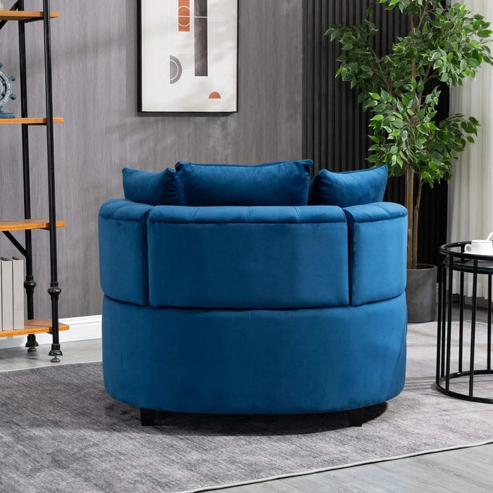 A&A Furniture,Accent Chair / Classical Barrel Chair for living room / Modern Leisure Sofa Chair (Blue) Default -DTYStore