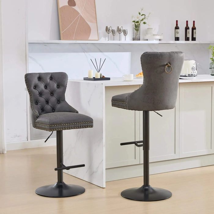A&A Furniture,Aged and Retro PU Swivel Barstools Adjusatble Seat Height from 26-33 Inch, Modern Bar Stools with Backs Comfortable Tufted for Home Pub and Kitchen Island (Black,Set of 2) Default -DTYStore
