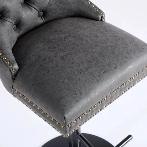 A&A Furniture,Aged and Retro PU Swivel Barstools Adjusatble Seat Height from 26-33 Inch, Modern Bar Stools with Backs Comfortable Tufted for Home Pub and Kitchen Island (Black,Set of 2) Default -DTYStore