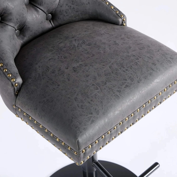 A&A Furniture,Aged and Retro PU Swivel Barstools Adjusatble Seat Height from 26-33 Inch, Modern Bar Stools with Backs Comfortable Tufted for Home Pub and Kitchen Island (Black,Set of 2) Default -DTYStore