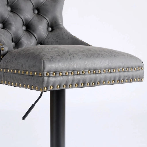 A&A Furniture,Aged and Retro PU Swivel Barstools Adjusatble Seat Height from 26-33 Inch, Modern Bar Stools with Backs Comfortable Tufted for Home Pub and Kitchen Island (Black,Set of 2) Default -DTYStore