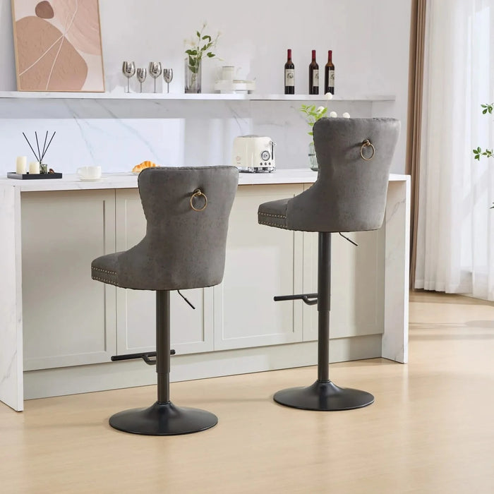 A&A Furniture,Aged and Retro PU Swivel Barstools Adjusatble Seat Height from 26-33 Inch, Modern Bar Stools with Backs Comfortable Tufted for Home Pub and Kitchen Island (Black,Set of 2) Default -DTYStore