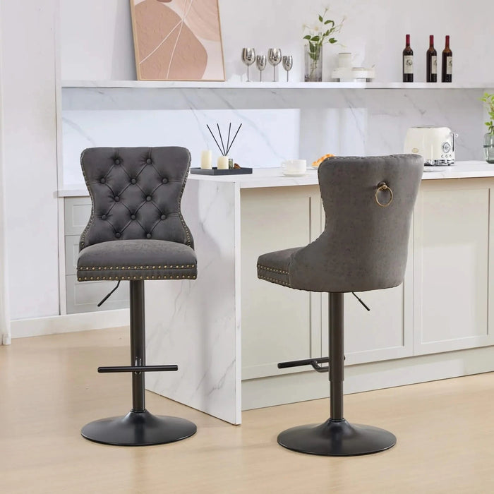 A&A Furniture,Aged and Retro PU Swivel Barstools Adjusatble Seat Height from 26-33 Inch, Modern Bar Stools with Backs Comfortable Tufted for Home Pub and Kitchen Island (Black,Set of 2) Default -DTYStore