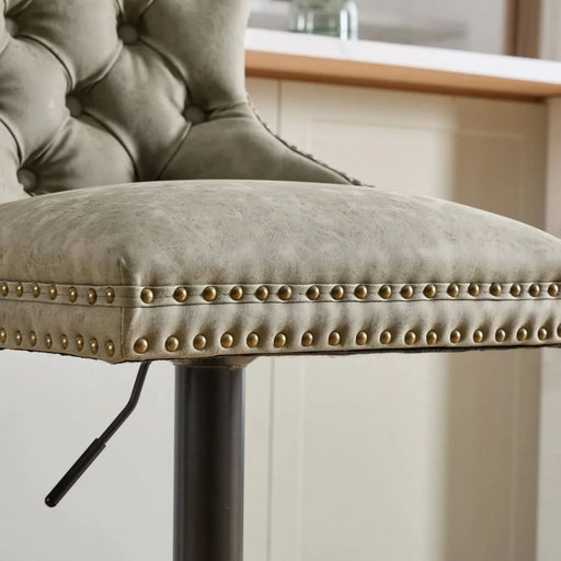 A&A Furniture,Aged and Retro PU Swivel Barstools Adjusatble Seat Height from 26-33 Inch, Modern Bar Stools with Backs Comfortable Tufted for Home Pub and Kitchen Island (Olive Green,Set of 2) Default -DTYStore