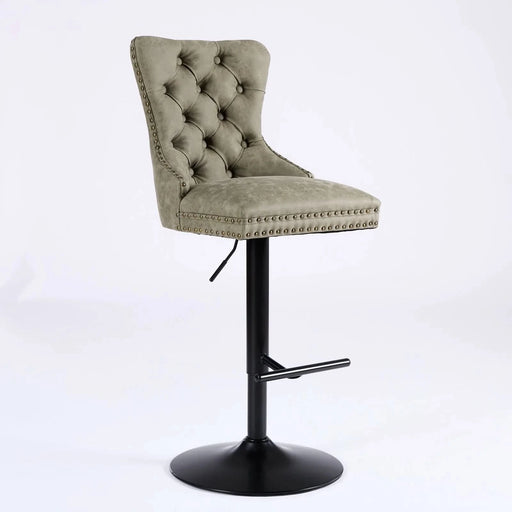 A&A Furniture,Aged and Retro PU Swivel Barstools Adjusatble Seat Height from 26-33 Inch, Modern Bar Stools with Backs Comfortable Tufted for Home Pub and Kitchen Island (Olive Green,Set of 2) Default -DTYStore