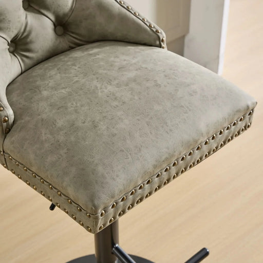 A&A Furniture,Aged and Retro PU Swivel Barstools Adjusatble Seat Height from 26-33 Inch, Modern Bar Stools with Backs Comfortable Tufted for Home Pub and Kitchen Island (Olive Green,Set of 2) Default -DTYStore