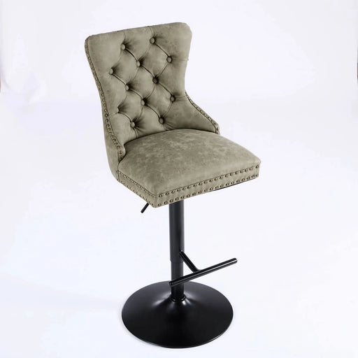 A&A Furniture,Aged and Retro PU Swivel Barstools Adjusatble Seat Height from 26-33 Inch, Modern Bar Stools with Backs Comfortable Tufted for Home Pub and Kitchen Island (Olive Green,Set of 2) Default -DTYStore