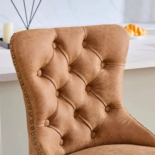 A&A Furniture,Aged and Retro PU Swivel Barstools Adjusatble Seat Height from 26-33 Inch, Modern Bar Stools with Backs Comfortable Tufted for Home Pub and Kitchen Island (Orange,Set of 2) Default -DTYStore