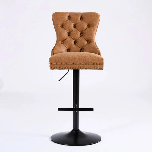 A&A Furniture,Aged and Retro PU Swivel Barstools Adjusatble Seat Height from 26-33 Inch, Modern Bar Stools with Backs Comfortable Tufted for Home Pub and Kitchen Island (Orange,Set of 2) Default -DTYStore