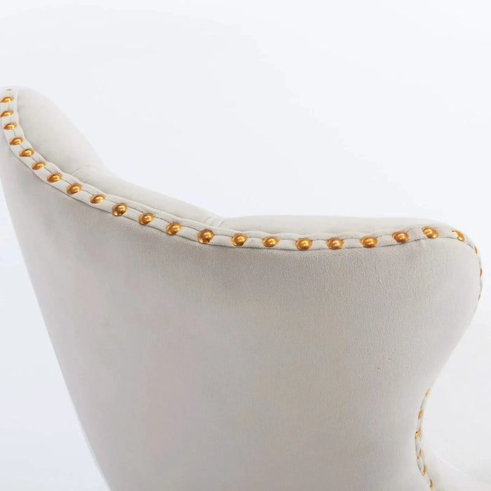 A&A Furniture,Golden Swivel Velvet Barstools Adjusatble Seat Height from 25-33 Inch,Modern Upholstered Bar Stools with Backs Comfortable Tufted for Home Pub and Kitchen Island,Beige,Set of 2 Default -DTYStore