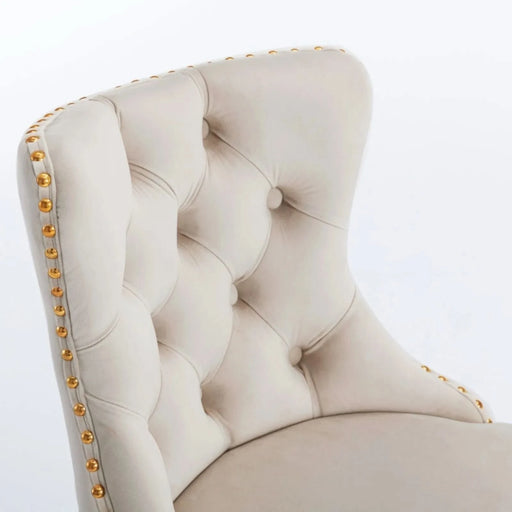 A&A Furniture,Golden Swivel Velvet Barstools Adjusatble Seat Height from 25-33 Inch,Modern Upholstered Bar Stools with Backs Comfortable Tufted for Home Pub and Kitchen Island,Beige,Set of 2 Default -DTYStore