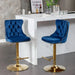 A&A Furniture,Golden Swivel Velvet Barstools Adjusatble Seat Height from 25-33 Inch, Modern Upholstered Bar Stools with Backs Comfortable Tufted for Home Pub and Kitchen Island,Blue,Set of 2 Default -DTYStore