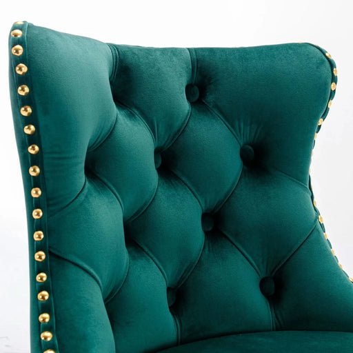 A&A Furniture,Golden Swivel Velvet Barstools Adjusatble Seat Height from 25-33 Inch, Modern Upholstered Bar Stools with Backs Comfortable Tufted for Home Pub and Kitchen Island（Green,Set of 2） Default -DTYStore