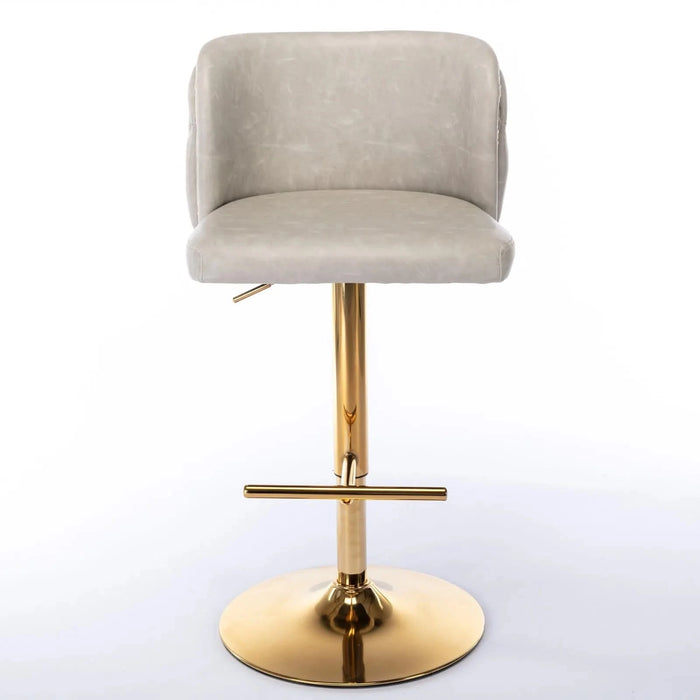 A&A Furniture,Swivel Barstools Adjusatble Seat Height, Modern PU Upholstered Bar Stools with the whole Back Tufted, for Home Pub and Kitchen Island（Beige, Set of 2） Default -DTYStore