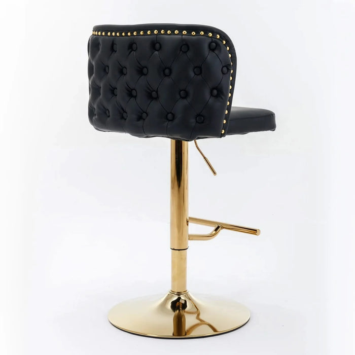 A&A Furniture,Swivel Barstools Adjusatble Seat Height, Modern PU Upholstered Bar Stools with the whole Back Tufted, for Home Pub and Kitchen Island（Black, Set of 2） Default -DTYStore