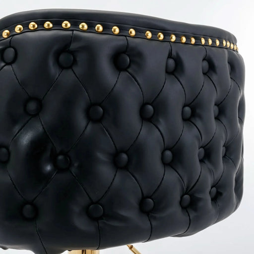 A&A Furniture,Swivel Barstools Adjusatble Seat Height, Modern PU Upholstered Bar Stools with the whole Back Tufted, for Home Pub and Kitchen Island（Black, Set of 2） Default -DTYStore