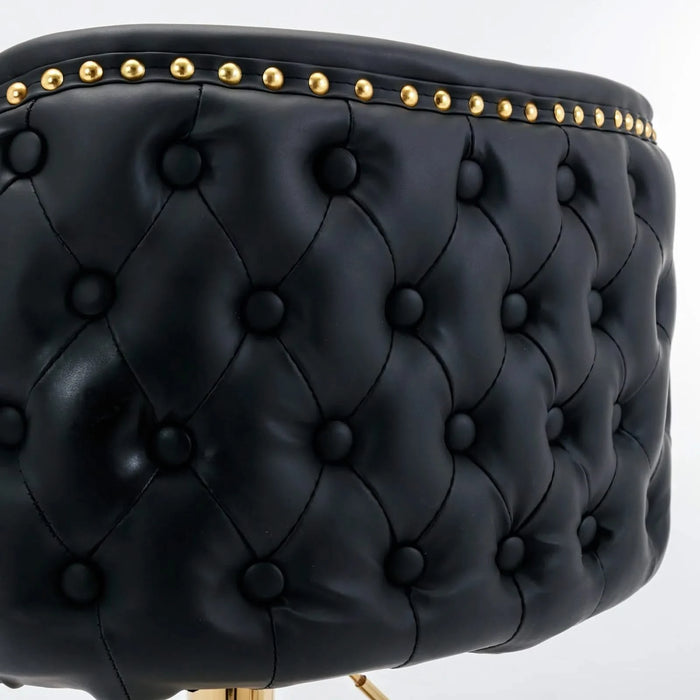 A&A Furniture,Swivel Barstools Adjusatble Seat Height, Modern PU Upholstered Bar Stools with the whole Back Tufted, for Home Pub and Kitchen Island（Black, Set of 2） Default -DTYStore