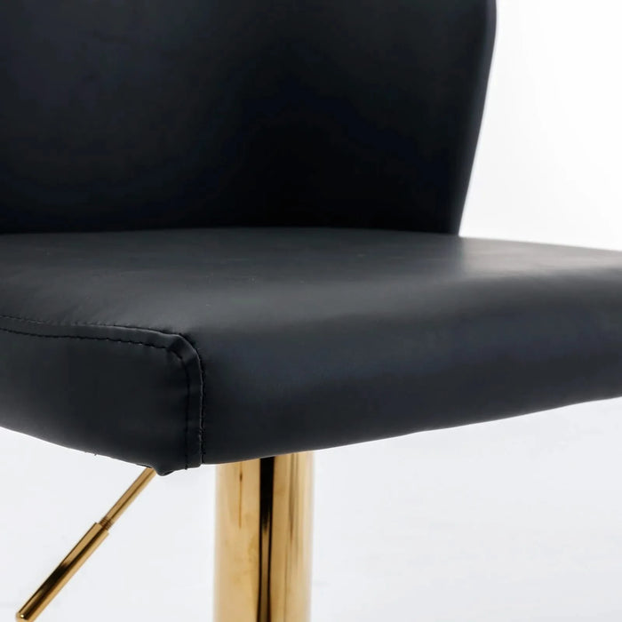 A&A Furniture,Swivel Barstools Adjusatble Seat Height, Modern PU Upholstered Bar Stools with the whole Back Tufted, for Home Pub and Kitchen Island（Black, Set of 2） Default -DTYStore