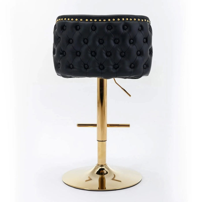 A&A Furniture,Swivel Barstools Adjusatble Seat Height, Modern PU Upholstered Bar Stools with the whole Back Tufted, for Home Pub and Kitchen Island（Black, Set of 2） Default -DTYStore