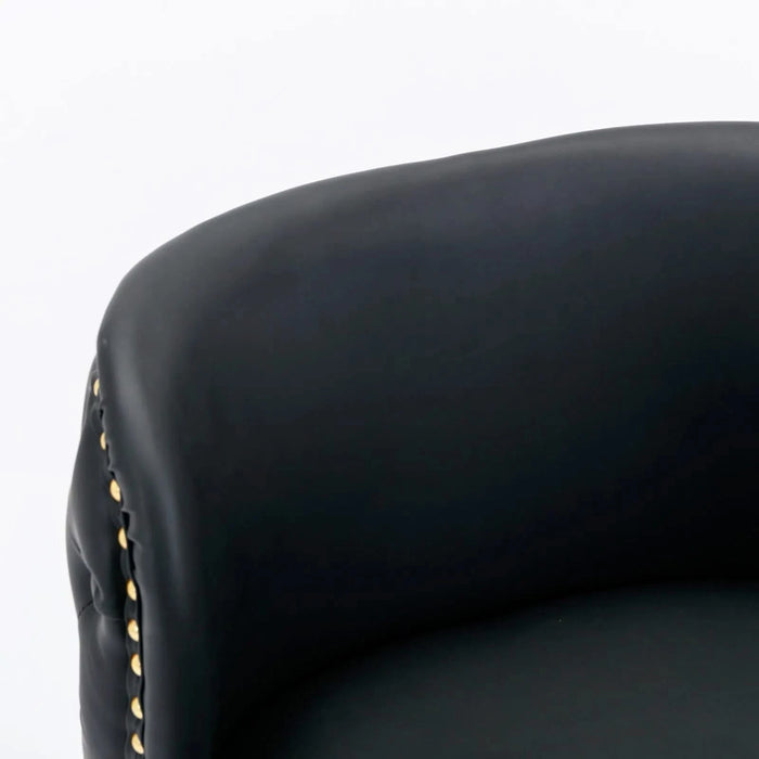 A&A Furniture,Swivel Barstools Adjusatble Seat Height, Modern PU Upholstered Bar Stools with the whole Back Tufted, for Home Pub and Kitchen Island（Black, Set of 2） Default -DTYStore