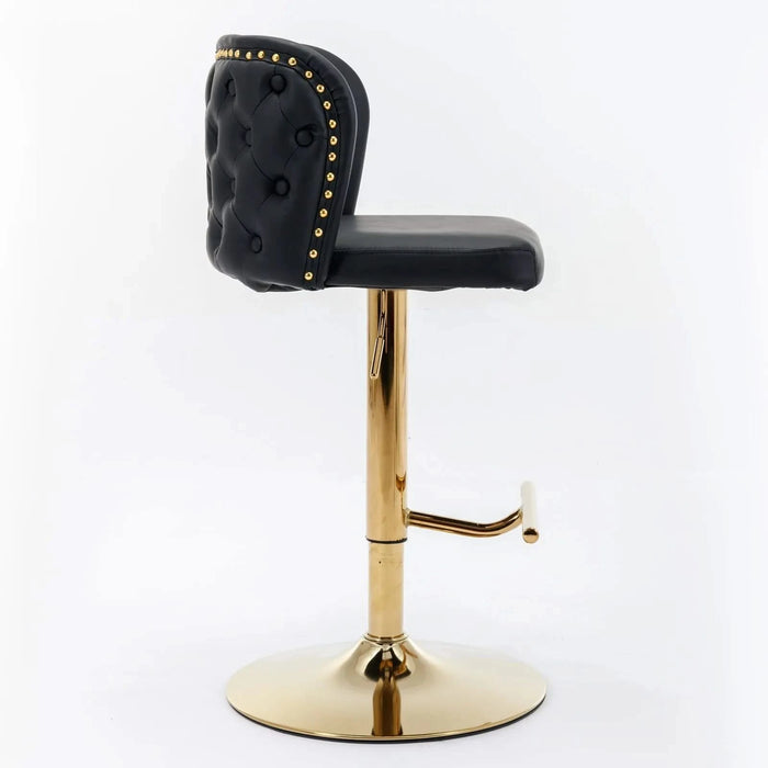 A&A Furniture,Swivel Barstools Adjusatble Seat Height, Modern PU Upholstered Bar Stools with the whole Back Tufted, for Home Pub and Kitchen Island（Black, Set of 2） Default -DTYStore