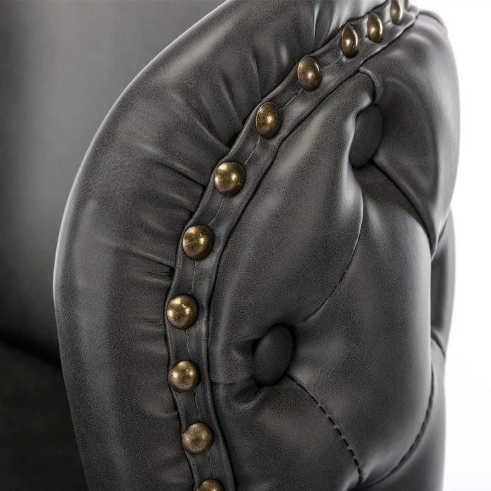 A&A Furniture,Swivel Barstools Adjusatble Seat Height, Modern PU Upholstered Bar Stools with the whole Back Tufted, for Home Pub and Kitchen Island（Dark Gray, Set of 2） Default -DTYStore