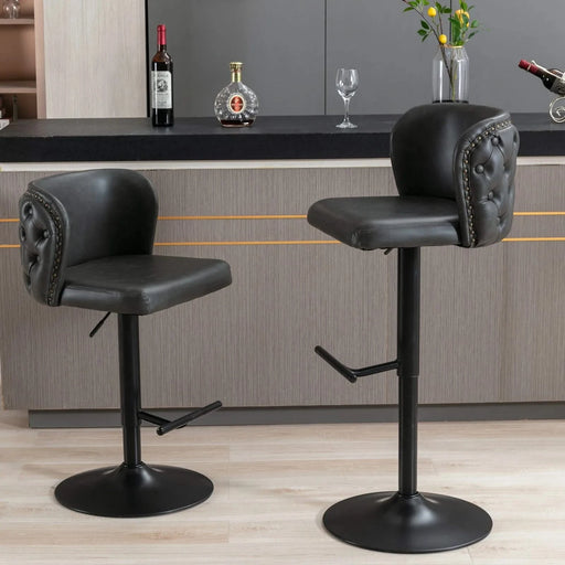A&A Furniture,Swivel Barstools Adjusatble Seat Height, Modern PU Upholstered Bar Stools with the whole Back Tufted, for Home Pub and Kitchen Island（Dark Gray, Set of 2） Default -DTYStore
