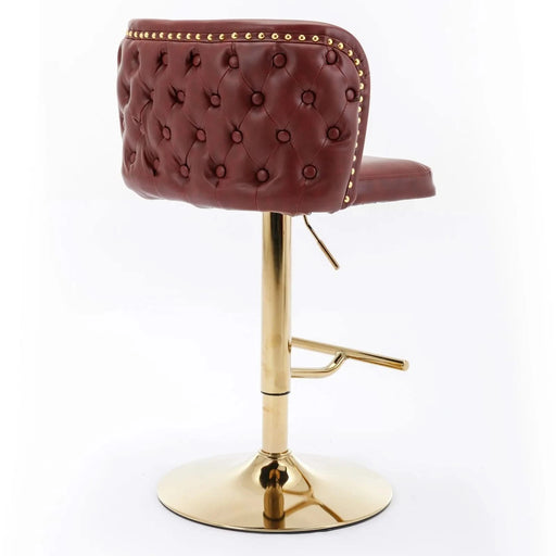 A&A Furniture,Swivel Barstools Adjusatble Seat Height, Modern PU Upholstered Bar Stools with the whole Back Tufted, for Home Pub and Kitchen Island（Wine Red, Burgundy, Set of 2） Default -DTYStore