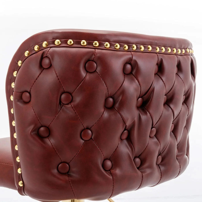 A&A Furniture,Swivel Barstools Adjusatble Seat Height, Modern PU Upholstered Bar Stools with the whole Back Tufted, for Home Pub and Kitchen Island（Wine Red, Burgundy, Set of 2） Default -DTYStore