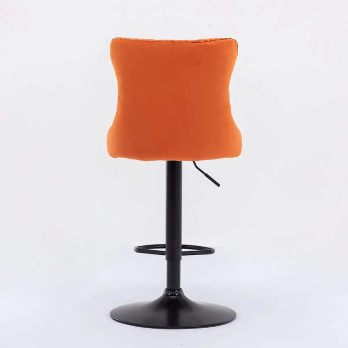 A&A Furniture,Swivel Velvet Barstools Adjusatble Seat Height from 25-33 Inch,17.7inch base, Modern Upholstered Bar Stools with Backs Comfortable Tufted for Home Pub and Kitchen Island,Orange,Set of 2 Default -DTYStore