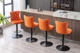 A&A Furniture,Swivel Velvet Barstools Adjusatble Seat Height from 25-33 Inch,17.7inch base, Modern Upholstered Bar Stools with Backs Comfortable Tufted for Home Pub and Kitchen Island,Orange,Set of 2 Default -DTYStore