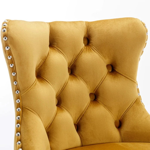 A&A Furniture,Swivel Velvet Barstools Adjusatble Seat Height from 25-33 Inch, Modern Upholstered Chrome base Bar Stools with Backs Comfortable Tufted for Home Pub and Kitchen Island（Gold,Set of 2） Default -DTYStore